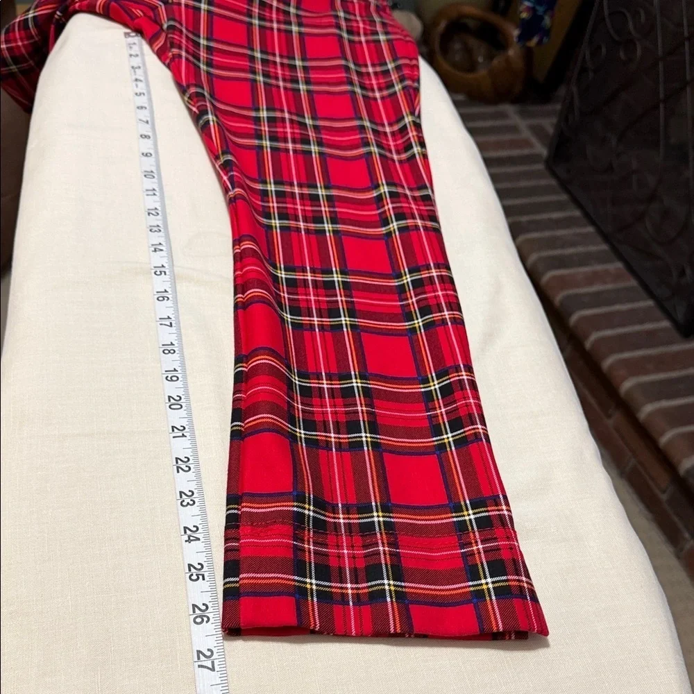 Nygard Luxe Slims Ankle Red & Black Plaid Pull On Pants Leggings, Size Large.
